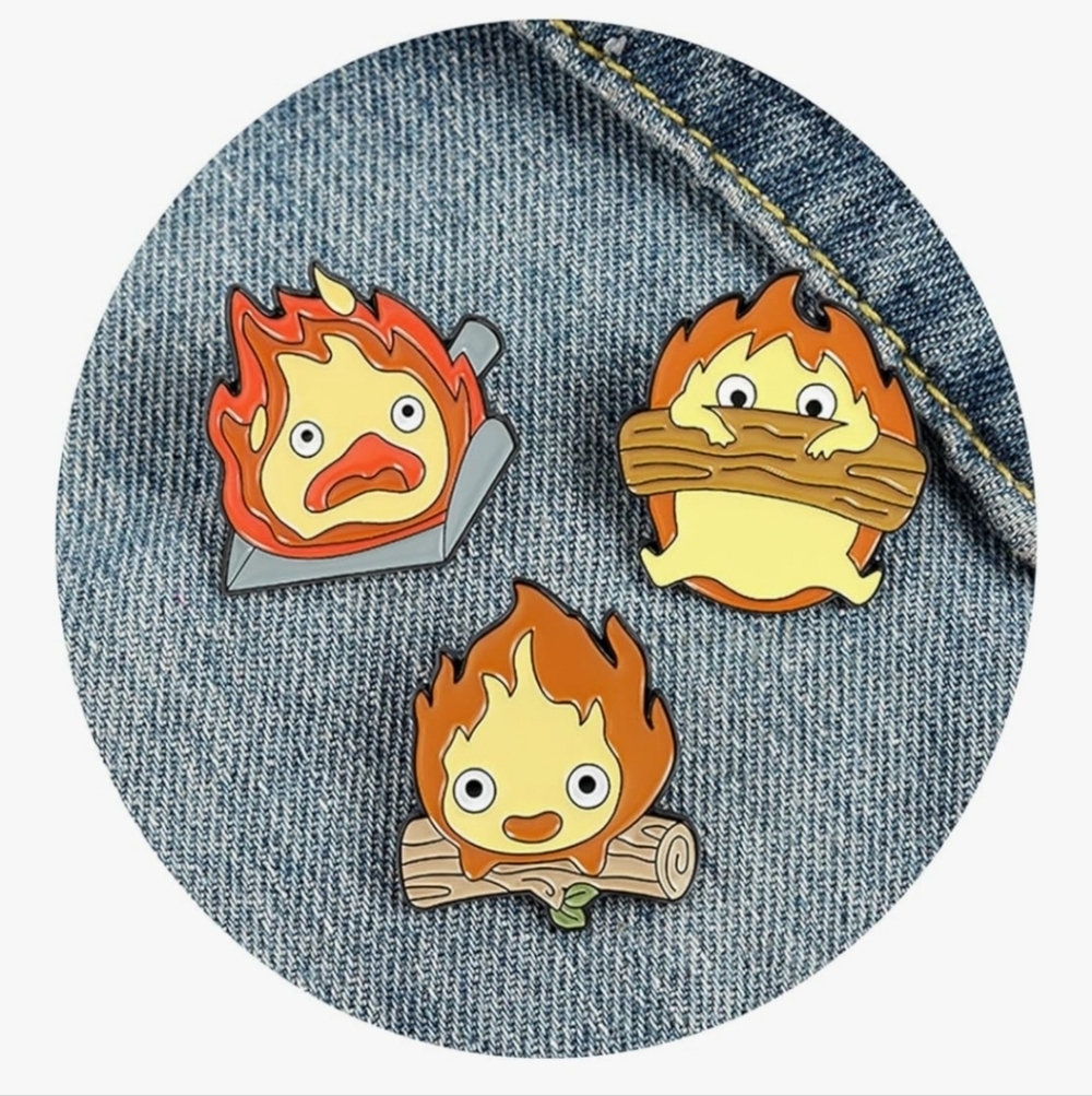 Cute Fire Character Enamel Pins Calcifier Howls Moving Castle Studio Ghibli